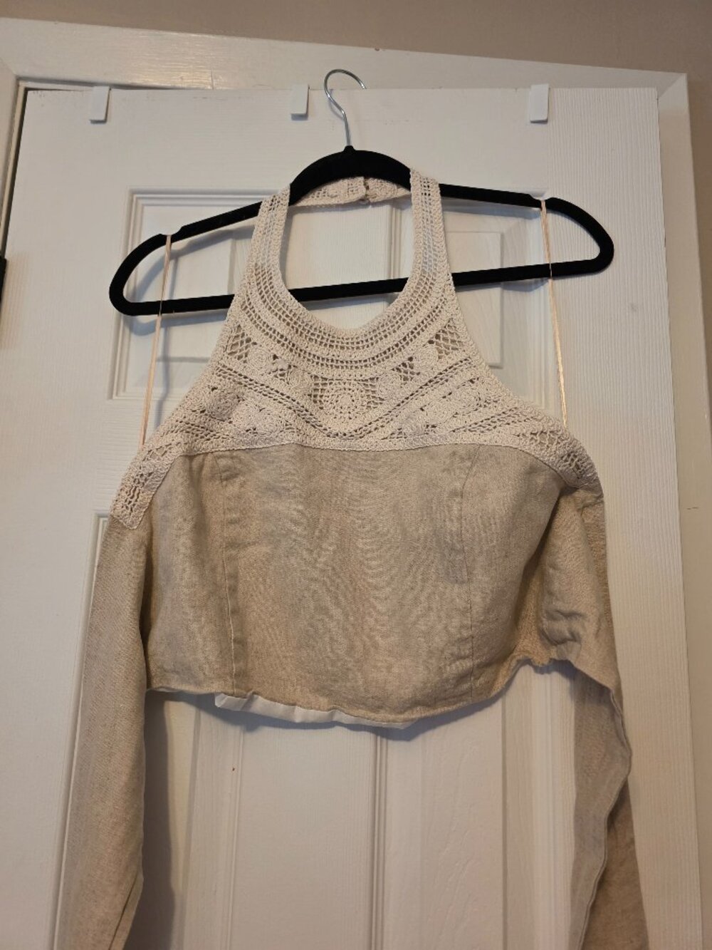 Chelsea & Violet Linen Boho Crop Halter top
